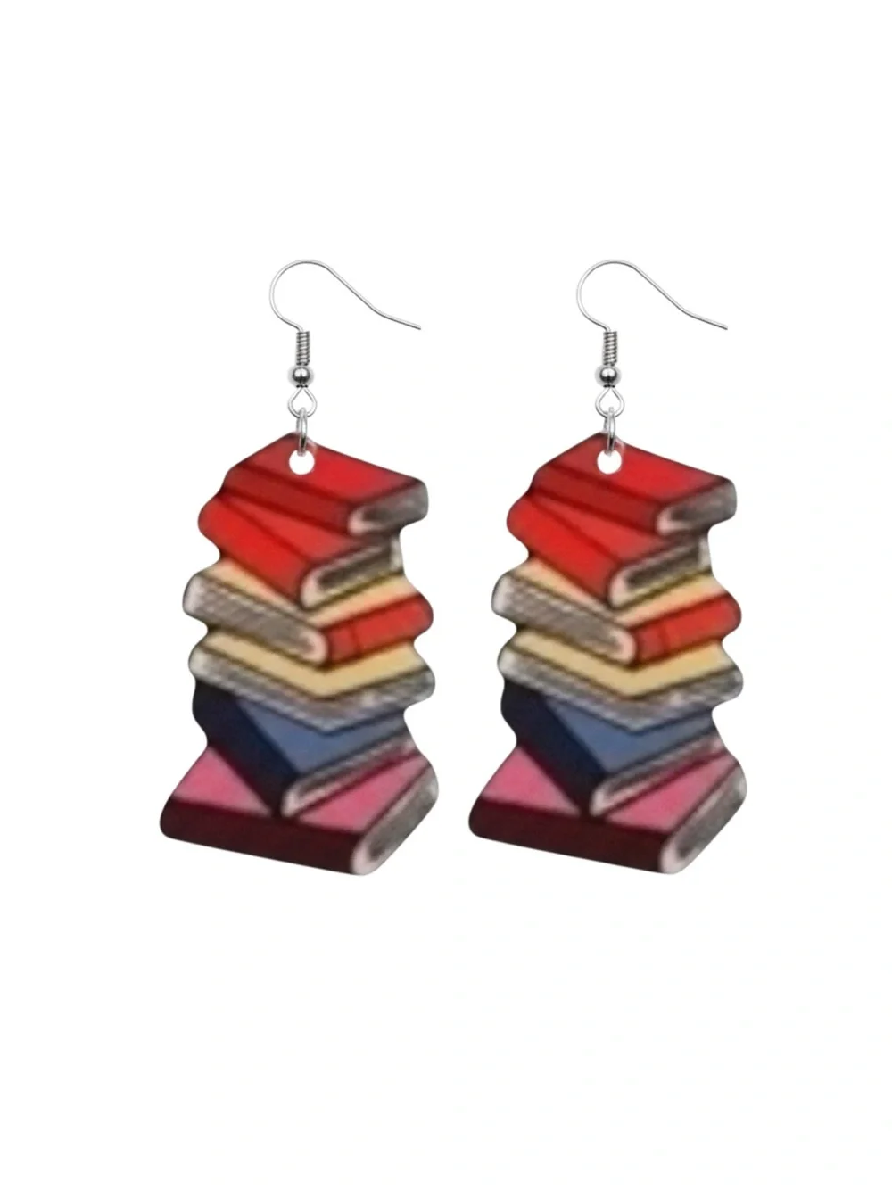 Book Stack Earrings and Studs - Colorful Book Jewelry - Picture 2 of 6